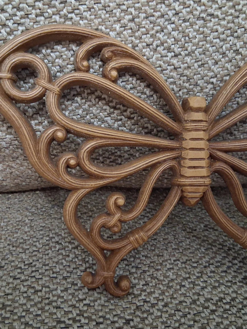 Vintage Homco Faux Wicker Butterfly Wall Hanging